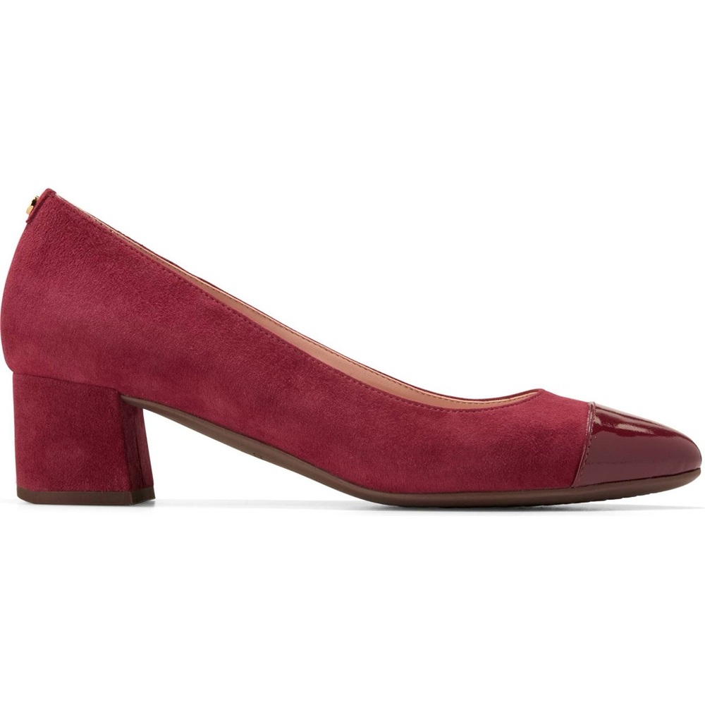 COLE HAAN THE GO-TO WATERPROOF BLOCK HEEL PUMPS IN BLACK CHERRY 8 - Picture 4 of 12
